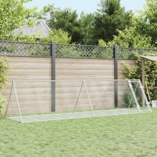 Rabbit Hutch Silver Galvanised Steel Chicken Coops Cage Hen House 400x105x91cm - Image 10