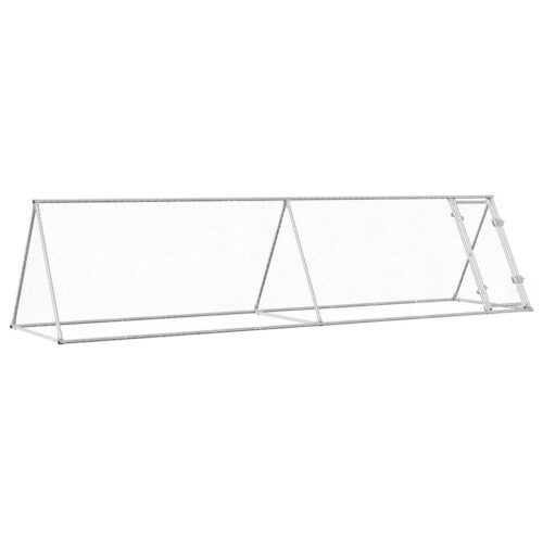 Rabbit Hutch Silver Galvanised Steel Chicken Coops Cage Hen House 400x105x91cm