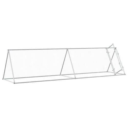 Rabbit Hutch Silver Galvanised Steel Chicken Coops Cage Hen House 400x105x91cm - Image 3