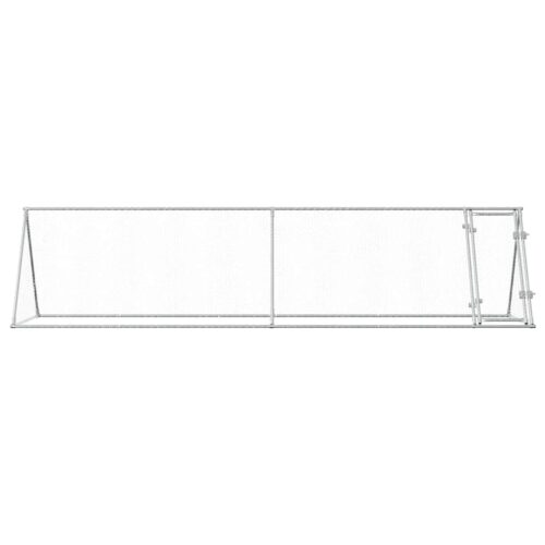 Rabbit Hutch Silver Galvanised Steel Chicken Coops Cage Hen House 400x105x91cm - Image 4