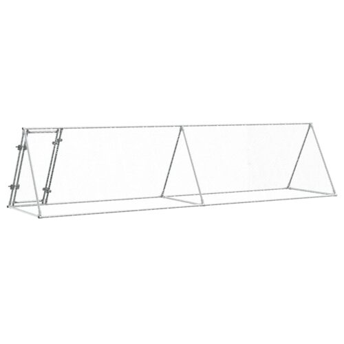 Rabbit Hutch Silver Galvanised Steel Chicken Coops Cage Hen House 400x105x91cm - Image 6
