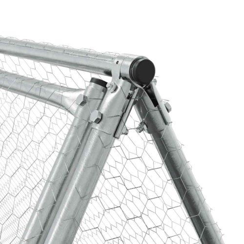Rabbit Hutch Silver Galvanised Steel Chicken Coops Cage Hen House 400x105x91cm - Image 7