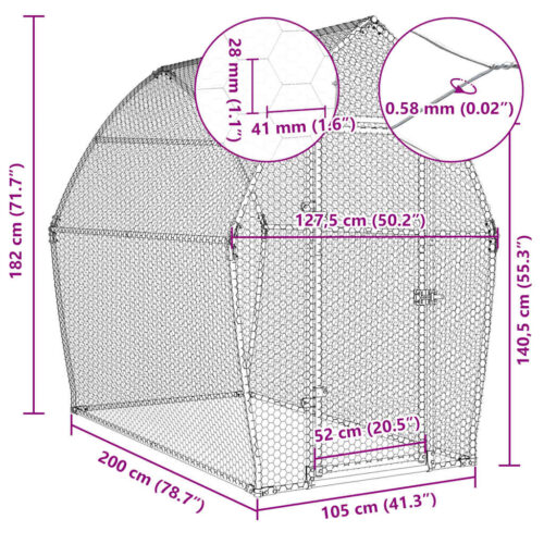 Chicken Cage Silver 200x105x182cm Galvanised Steel - Image 11