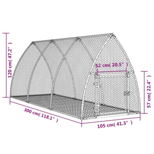 Rabbit Hutch Silver 300x105x120cm Galvanised Steel - Image 11