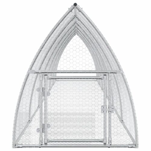 Rabbit Hutch Silver Galvanised Steel Chicken Coops Cage Hen House 600x105x120cm - Image 4