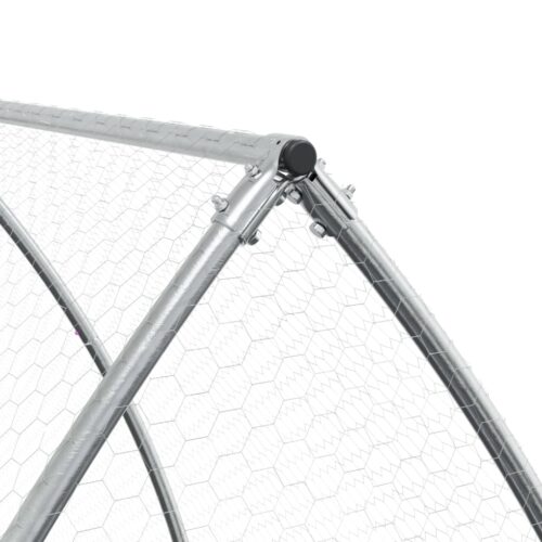 Rabbit Hutch Silver Galvanised Steel Chicken Coops Cage Hen House 600x105x120cm - Image 7