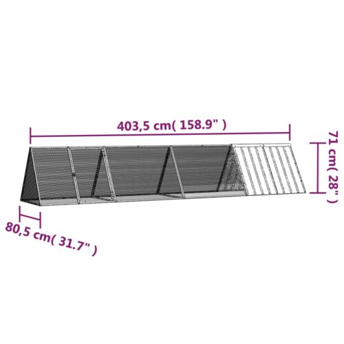 Rabbit Cage Anthracite 403.5x80.5x71cm Galvanised Steel - Image 6