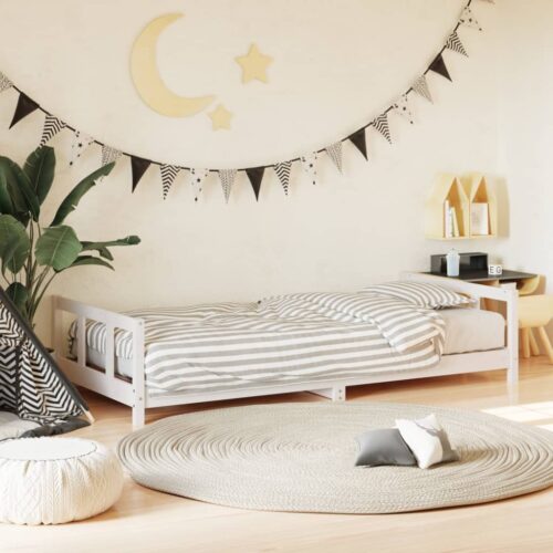 Kids Bed Frame White 90x190cm Solid Wood Pine - Image 2