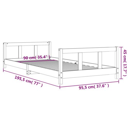 Kids Bed Frame White 90x190cm Solid Wood Pine - Image 9