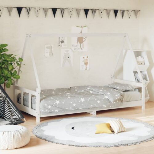 Kids Bed Frame White 90x190cm Solid Wood Pine - Image 2