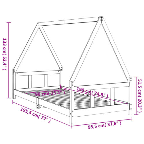 Kids Bed Frame White 90x190cm Solid Wood Pine - Image 9