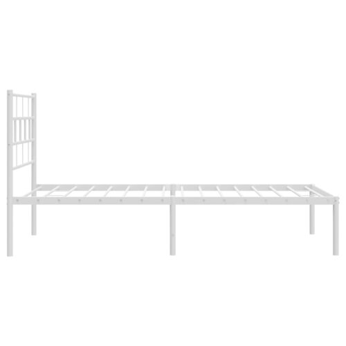 Metal Bed Frame with Headboard White 107x203cm King Single - Image 6