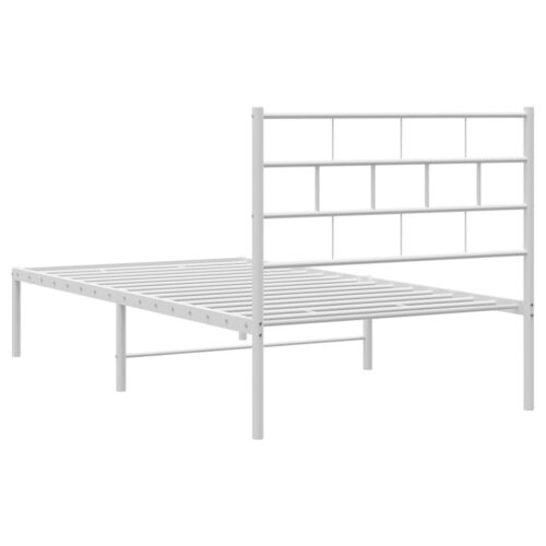 Metal Bed Frame with Headboard White 107x203cm King Single - Image 7