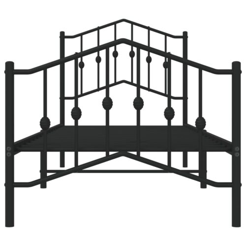 Metal Bed Frame with Footboard Black 90x190cm - Image 5