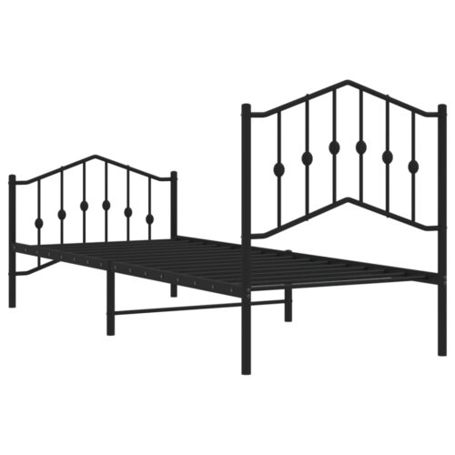 Metal Bed Frame with Footboard Black 90x190cm - Image 7