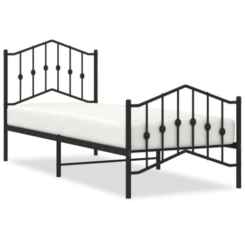 Metal Bed Frame with Footboard Black 90x190cm - Image 10