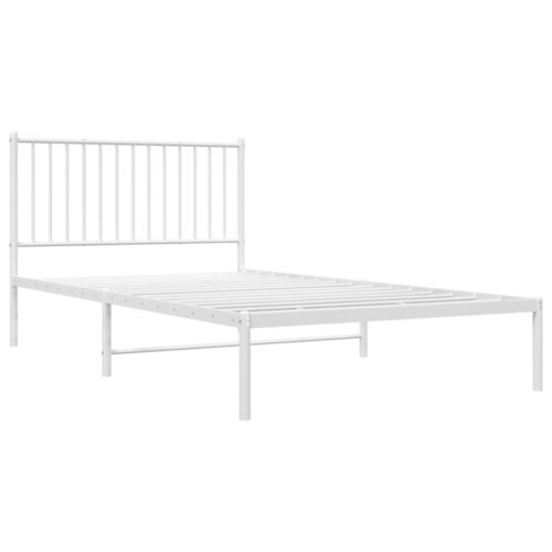 Metal Bed Frame with Headboard White 107x203cm King Single - Image 3