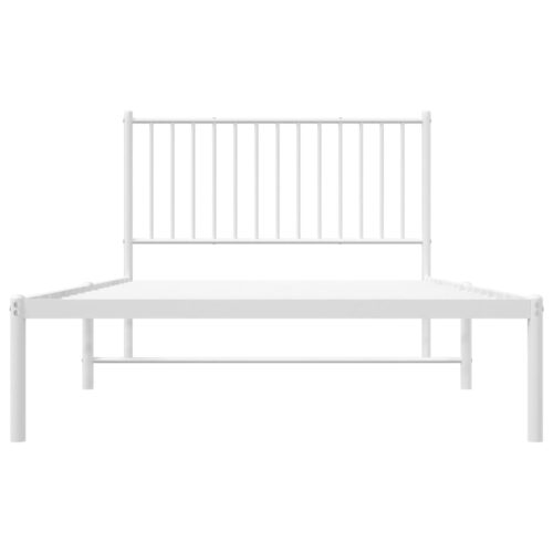 Metal Bed Frame with Headboard White 107x203cm King Single - Image 5