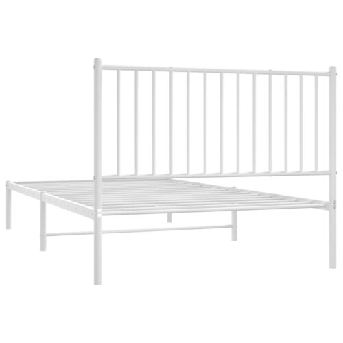 Metal Bed Frame with Headboard White 107x203cm King Single - Image 7