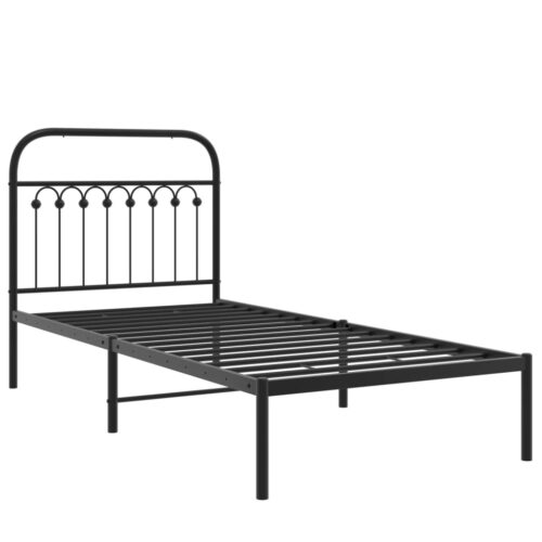 Metal Bed Frame with Headboard Black 90x190cm - Image 3