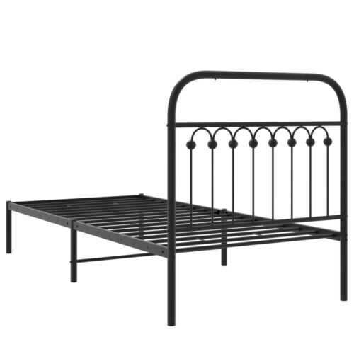 Metal Bed Frame with Headboard Black 90x190cm - Image 6