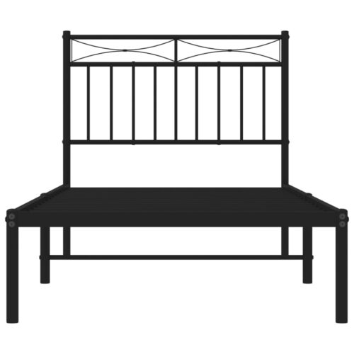 Metal Bed Frame with Headboard Black 90x190cm - Image 5