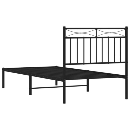 Metal Bed Frame with Headboard Black 90x190cm - Image 7