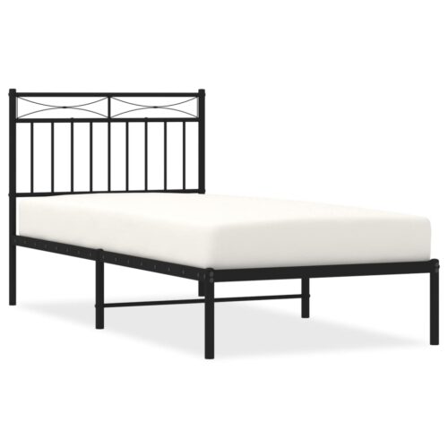Metal Bed Frame with Headboard Black 90x190cm - Image 10