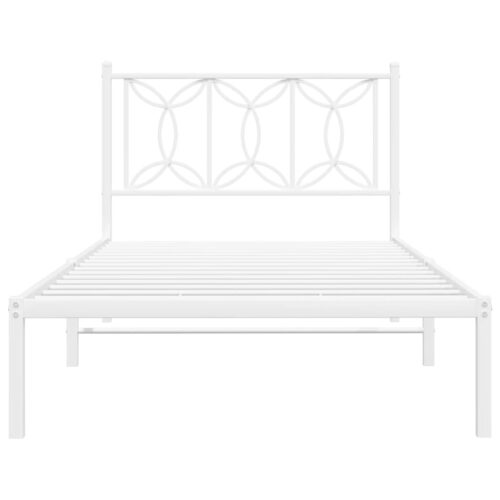 Metal Bed Frame with Headboard White 107x203cm King Single - Image 4