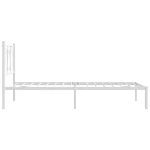 Metal Bed Frame with Headboard White 107x203cm King Single - Image 5
