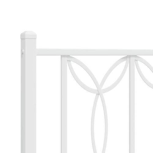 Metal Bed Frame with Headboard White 107x203cm King Single - Image 7
