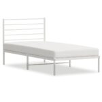 Metal Bed Frame with Headboard White 107x203cm King Single