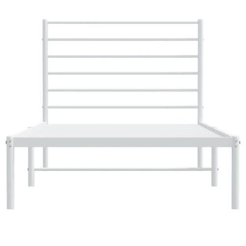 Metal Bed Frame with Headboard White 107x203cm King Single - Image 6