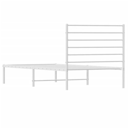 Metal Bed Frame with Headboard White 107x203cm King Single - Image 8