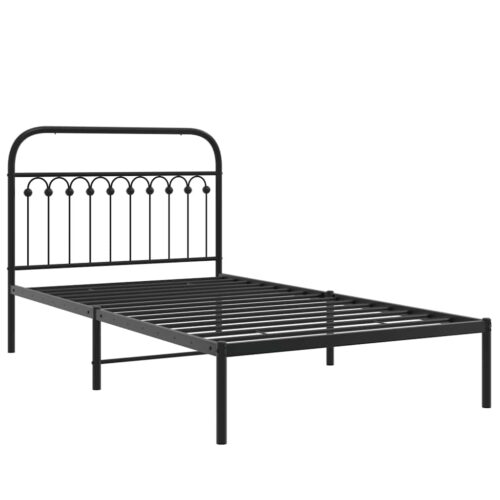 Metal Bed Frame with Headboard Black 107x203cm King Single - Image 3