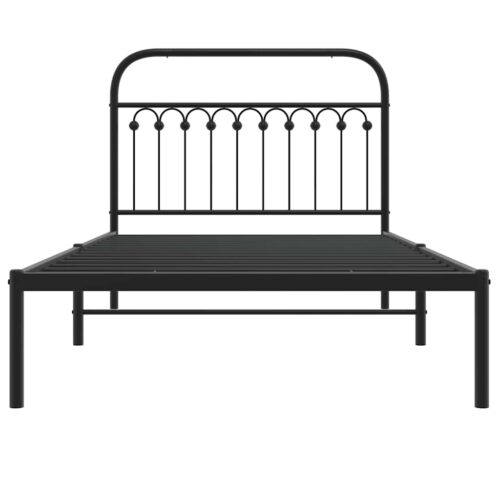 Metal Bed Frame with Headboard Black 107x203cm King Single - Image 4