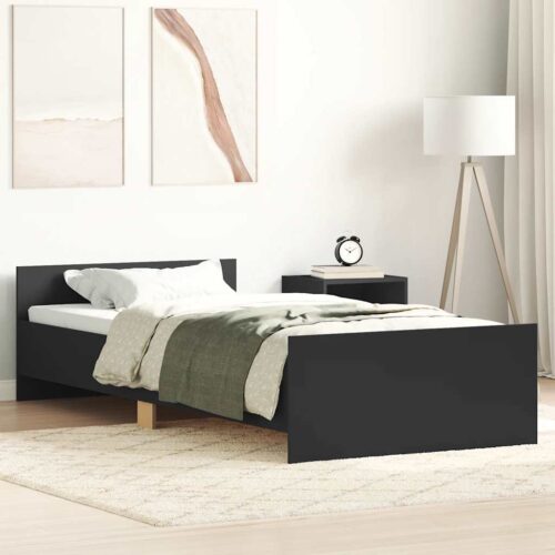 Bed Frame Black 90x190cm Engineered Wood - Image 2