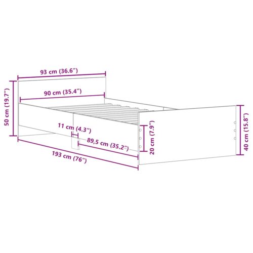 Bed Frame Black 90x190cm Engineered Wood - Image 10