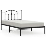 Metal Bed Frame with Headboard Black 107x203cm King Single