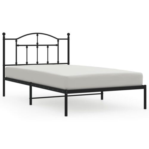 Metal Bed Frame with Headboard Black 107x203cm King Single
