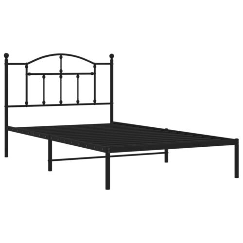 Metal Bed Frame with Headboard Black 107x203cm King Single - Image 3