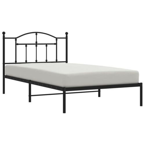 Metal Bed Frame with Headboard Black 107x203cm King Single - Image 4