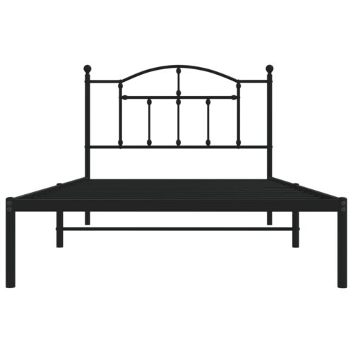 Metal Bed Frame with Headboard Black 107x203cm King Single - Image 5
