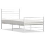 Metal Bed Frame with Footboard White 107x203cm King Single