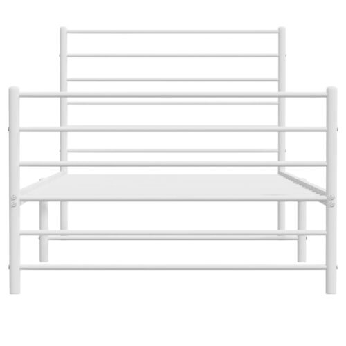 Metal Bed Frame with Footboard White 107x203cm King Single - Image 6