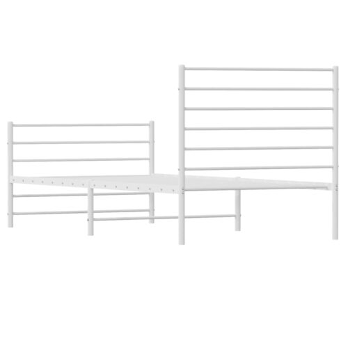 Metal Bed Frame with Footboard White 107x203cm King Single - Image 8