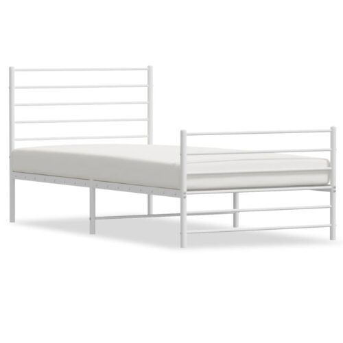 Metal Bed Frame with Footboard White 107x203cm King Single - Image 11