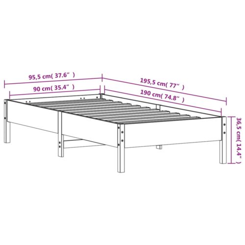 Bed Frame 90x190cm Solid Wood Pine - Image 9