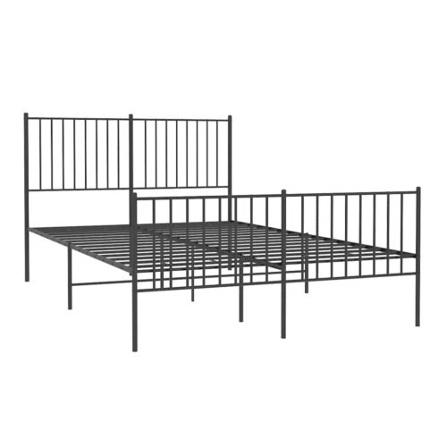 Metal Bed Frame with Footboard Black 135x190cm - Image 3
