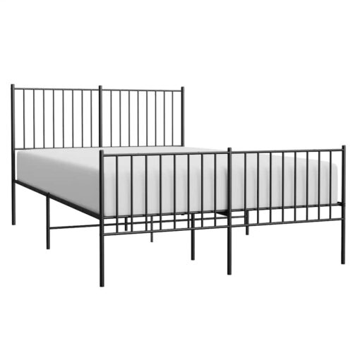 Metal Bed Frame with Footboard Black 135x190cm - Image 5